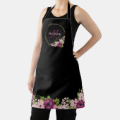 Schwarz-Rosa-Floral Geometrisches Monogramm Schürze (InSitu)