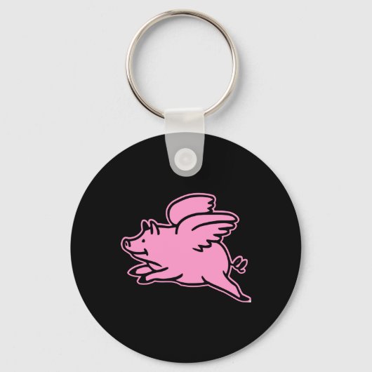 Schwarz-Rosa-Flying-Pig Schlüsselanhänger (Vorderseite)