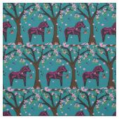 Schwarz/Rosa Folk Dala Pferd/Folkvögel/Blume 2.7 Stoff (Muster)