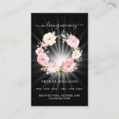 Schwarz-Rosa-Foto-Blumenkranz-Beerdigungskarte Visitenkarte (Vorderseite)