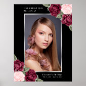 Schwarz-Rosa-Foto Gedenkfeier Beerdigung Zeichen Poster (Vorne)