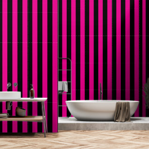 Schwarz-Rosa Fuchsia Ultra-Breitband 4 Zoll Streif Tapete
