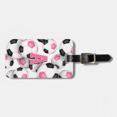 Schwarz-Rosa-Fußballklubfarben mit Monogramm Gepäckanhänger (Vorderseite horizontal)