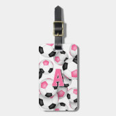Schwarz-Rosa-Fußballklubfarben mit Monogramm Gepäckanhänger (Vorderseite vertikal)