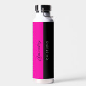 Schwarz-Rosa Geometrie Minimale Individuelle Name- Trinkflasche (Links)