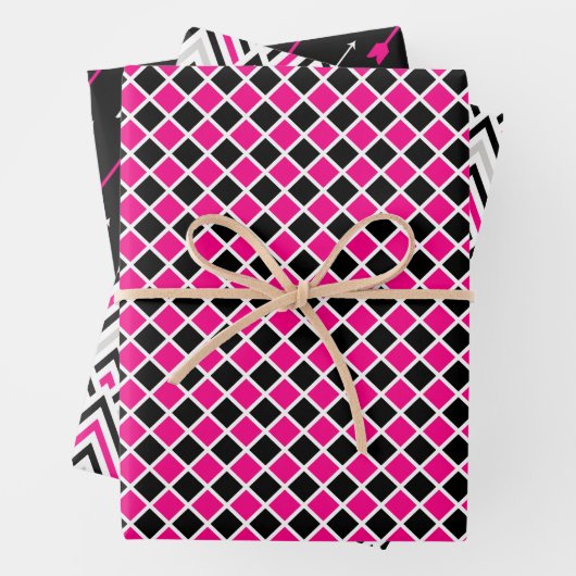 Schwarz-Rosa-Geometrie-Pfeil Geschenkpapier Set (Beispiel)