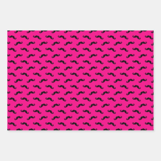 Schwarz-Rosa-Geometrie-Schnurrbartmuster Geschenkpapier Set (Vorderseite 2)