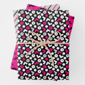 Schwarz-Rosa-Geometrie-Schnurrbartmuster Geschenkpapier Set (Beispiel)