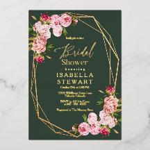 Schwarz Rosa Geometrisches dunkelgrünes Brautparty