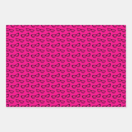 Schwarz-Rosa-Geometry-Stars-Brille Geschenkpapier Set (Vorderseite 3)