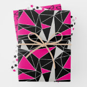 Schwarz-Rosa-Geometry-Stars-Brille Geschenkpapier Set (Beispiel)