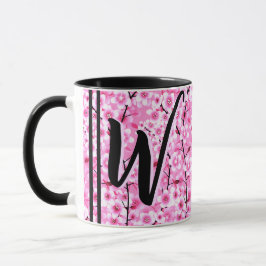 Schwarz-Rosa-Geschenk (Blumenbezeichnung und Monog Tasse
