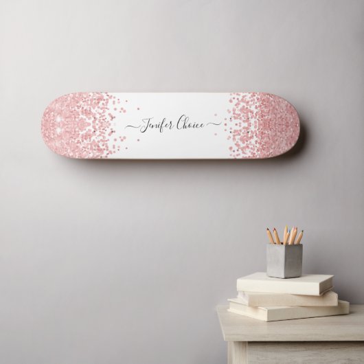 Schwarz-Rosa-glänzender Individuelle Name-Skateboa Skateboard (Wandkunst (Horz))