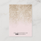 Schwarz-Rosa-Glitzer-Gewinnanzeige Visitenkarte (Rückseite)