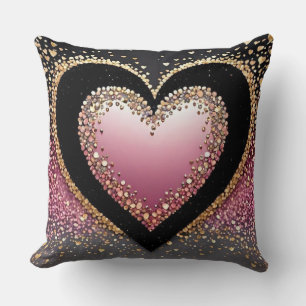 Schwarz/Rosa Glitzer Herzklopfen   Stylis Kissen