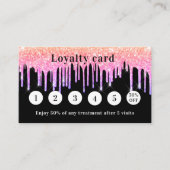 Schwarz-Rosa-Glitzer-Tropfen Foto qr-Code Treuekarte (Vorderseite)