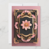 Schwarz Rosa Gold 3D Blumenkarte (Rückseite)