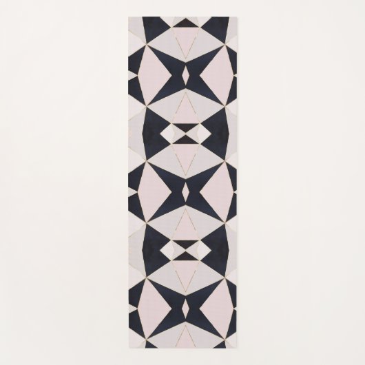 Schwarz Rosa Gold Kaleidoskop Geometrisch Yogamatte (Vorderseite)