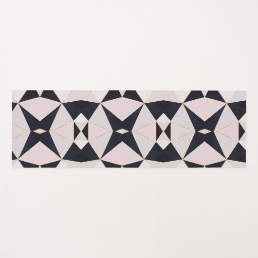 Schwarz Rosa Gold Kaleidoskop Geometrisch Yogamatte (Vorderseite (Horizontal))