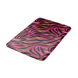 Schwarz Rosa Gold Zebra Streifen Tierisches Druckm Badematte