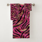 Schwarz Rosa Gold Zebra Streifen Tierisches Druckm Badhandtuch Set (Insitu)