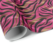 Schwarz Rosa Gold Zebra Streifen Tierisches Druckm Geschenkpapier (Rolleneckpunkt)
