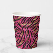 Schwarz Rosa Gold Zebra Streifen Tierisches Druckm Pappbecher (Rechts)