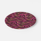 Schwarz Rosa Gold Zebra Streifen Tierisches Druckm Pappteller (Schrägansicht)