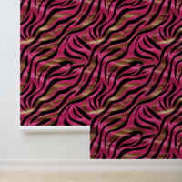Schwarz Rosa Gold Zebra Streifen Tierisches Druckm