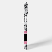 Schwarz-Rosa-Grunge Damask-Muster Monogramm Case-Mate iPhone Hülle (Rückseite / Rechts)