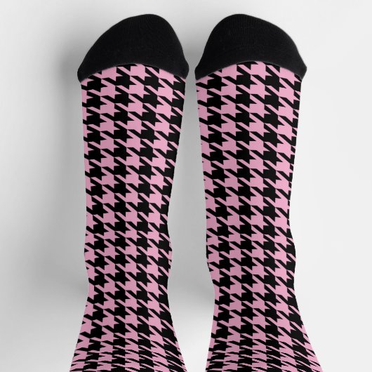 Schwarz-Rosa-Hahnentrittmuster-Muster Socken (Oben)