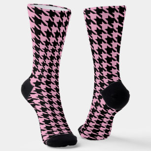 Schwarz-Rosa-Hahnentrittmuster-Muster Socken