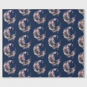 Schwarz-Rosa-Halbmond-Muster Halloween Geschenkpapier (Flach)