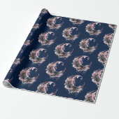 Schwarz-Rosa-Halbmond-Muster Halloween Geschenkpapier (Ungerollt)