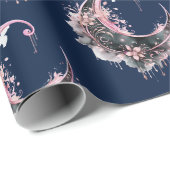 Schwarz-Rosa-Halbmond-Muster Halloween Geschenkpapier (Rolleneckpunkt)
