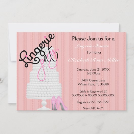 Schwarz-Rosa-Heelse Lingerie-Brautparty Einladung (Vorderseite)