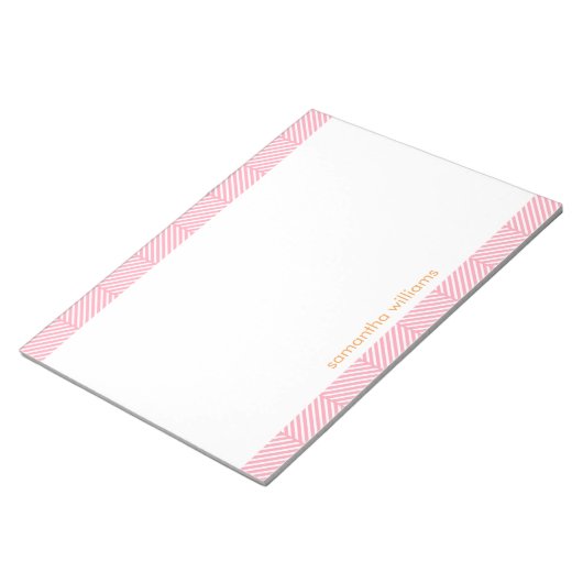 Schwarz-Rosa-Herringbone-Muster Notizblock (angewinkelt)