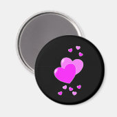 Schwarz-Rosa-Herz-Magnet Magnet (Vorderseite/Rückseite)