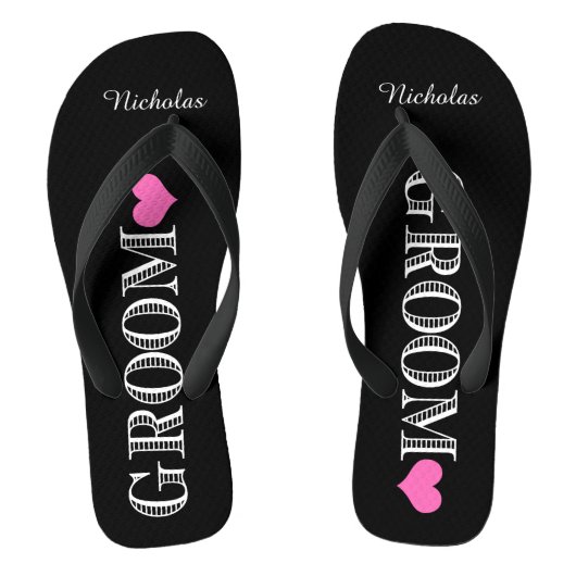 Schwarz/Rosa Herzgroom Badesandalen (Fußbett)