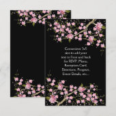 Schwarz-Rosa-Hochzeit der japanischen Kirschblüten Einladung (Vorne/Hinten)