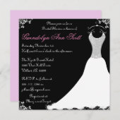 Schwarz-Rosa-Hochzeitskraut-Brautparty Einladung (Vorne/Hinten)