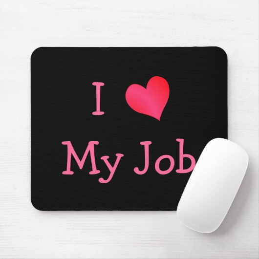 Schwarz/Rosa I Liebe Mein Job Mousepad (Mit Mouse)