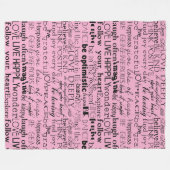 Schwarz-Rosa Inspirationswörter Fleecedecke (Vorderseite (Horizontal))
