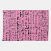 Schwarz-Rosa Inspirationswörter Geschirrtuch (Horizontal)