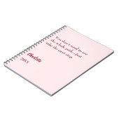 Schwarz-Rosa-inspirierendes Ziel Zitat Notizblock (Linke Seite)