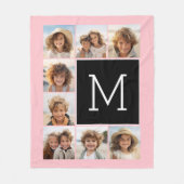 Schwarz-Rosa-Instagramm 8 Foto Collage Monogramm Fleecedecke (Vorderseite)