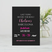 Schwarz-Rosa-Junggeselinnen-Abschied - Details Einladung (Stehend Vorderseite)