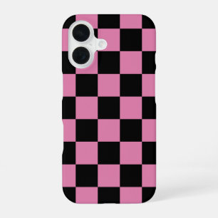 Schwarz-rosa kariertes Druckmuster iPhone 16 Hülle