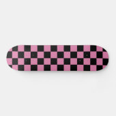 Schwarz-rosa kariertes Druckmuster Skateboard (Horizontal)