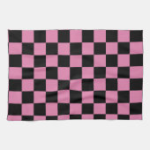 Schwarz-rosa kariertes Muster Geschirrtuch (Horizontal)